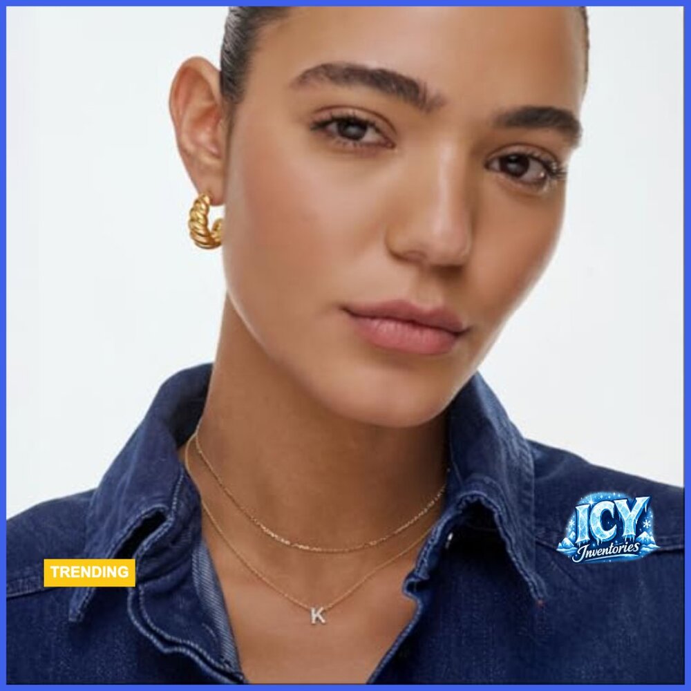 14k Solid Gold Diamond Initial Necklace, Adjustab… - image 3